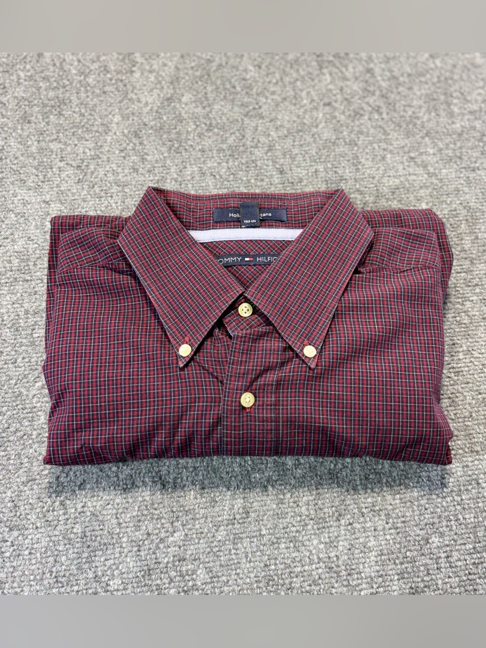 TOMMY HILFIGER Holday Tartans Mens Sz 17.5 Button Down Micro-Gingham
Shirt